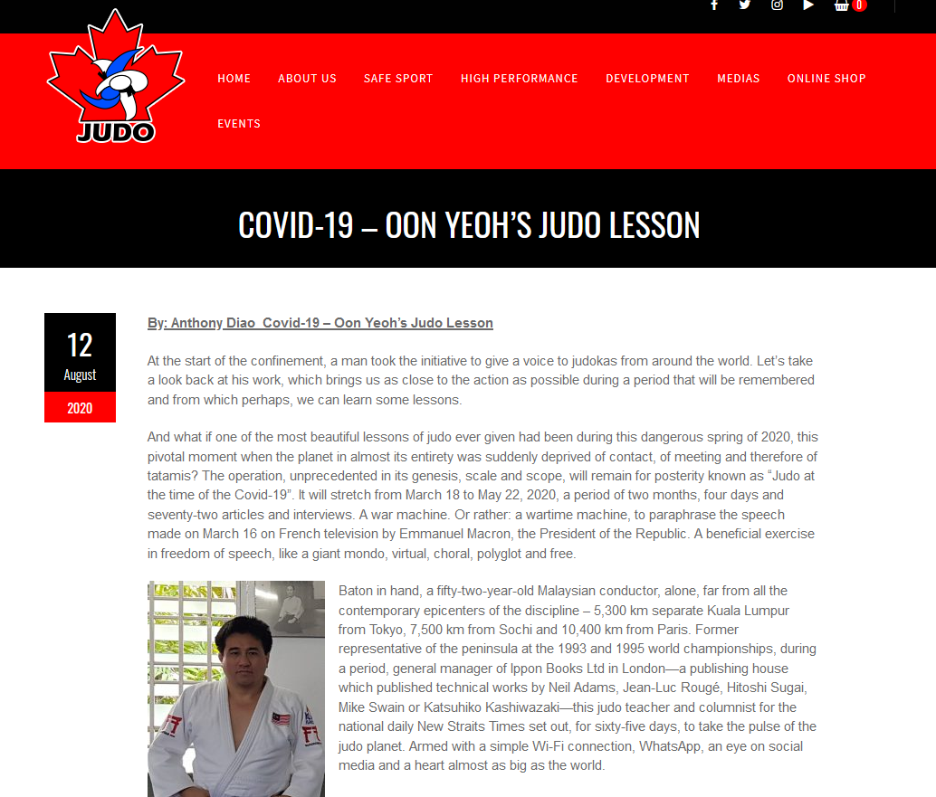 Interview for Judo Canada's website